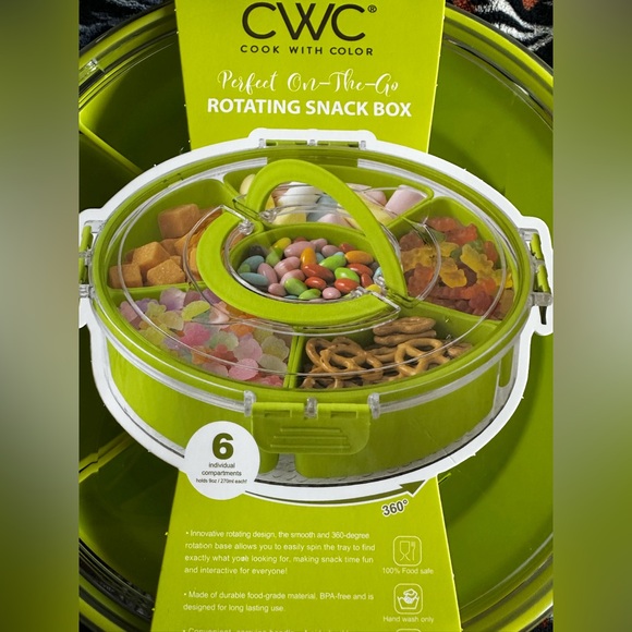CWC Green Rotating Lazy Susan Snack Box - Picture 3 of 6